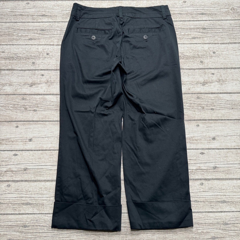 Old Navy Slacks Women's 6 Black Stretch Wide Leg Low Rise Cropped Tailored Chino